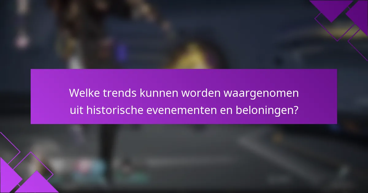 Welke trends kunnen worden waargenomen uit historische evenementen en beloningen?